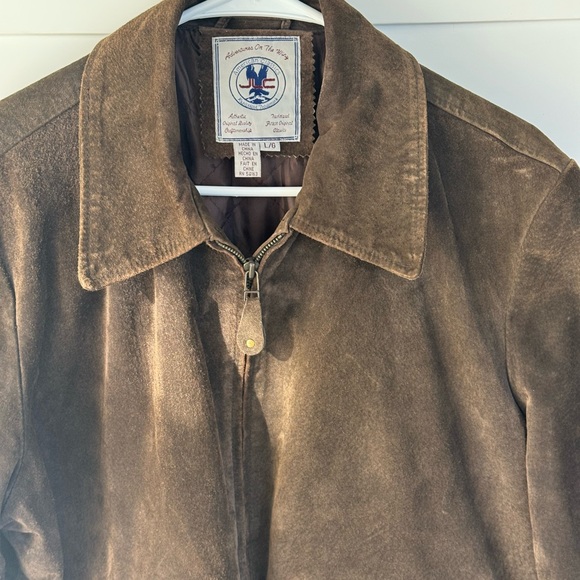 JLC Men’s Brown Suede Leather Bomber Jacket Zip Up Coat Size L - Picture 3 of 12